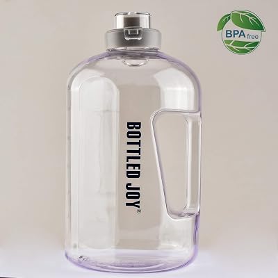 BOTTLED JOY 1 Gallon Water Bottle with Flip Top and Handle - BPA Free Motivational Large Capacity Hydration Leak-Proof Water Jug for Sports Outdoor