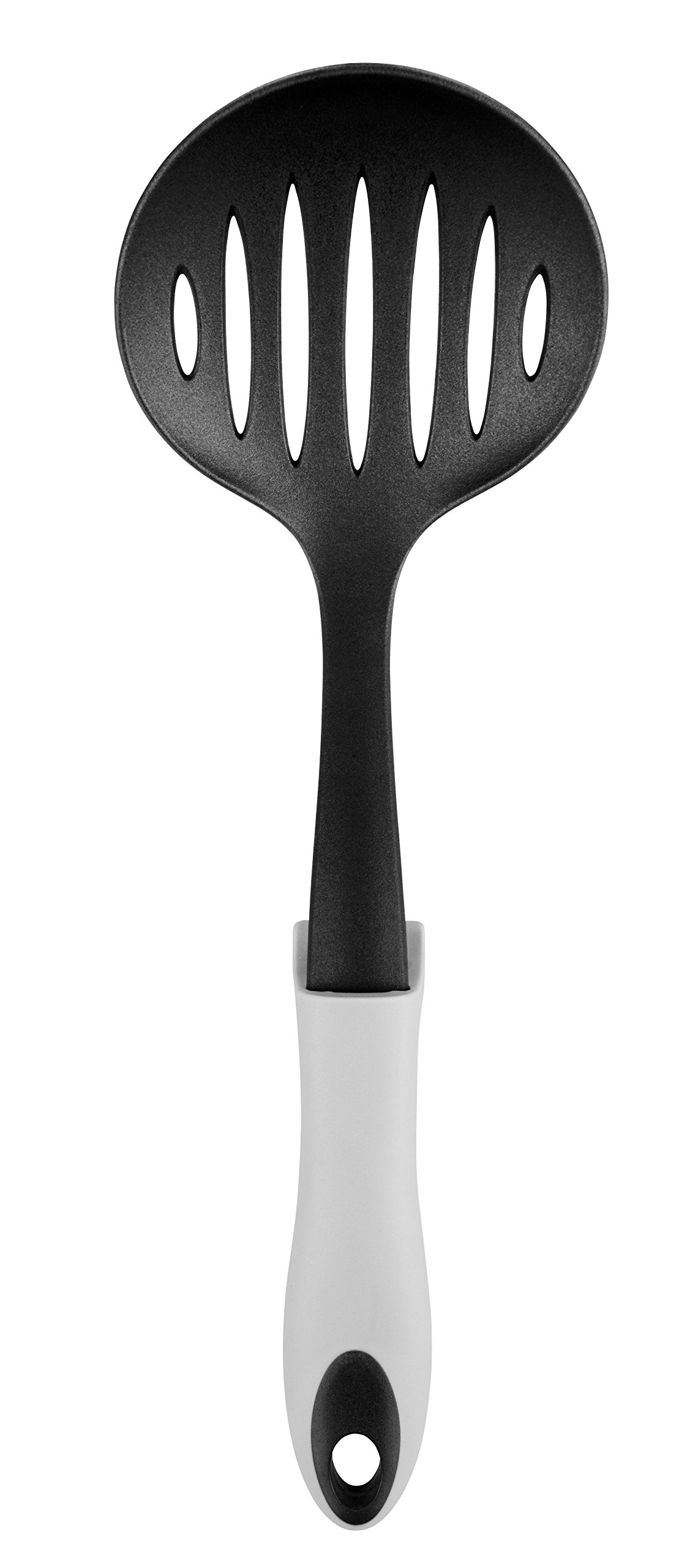 Chef Aid Black Nylon Skimmer with Rest and Grip Handle, Ideal for use with Non-stick Kitchenware