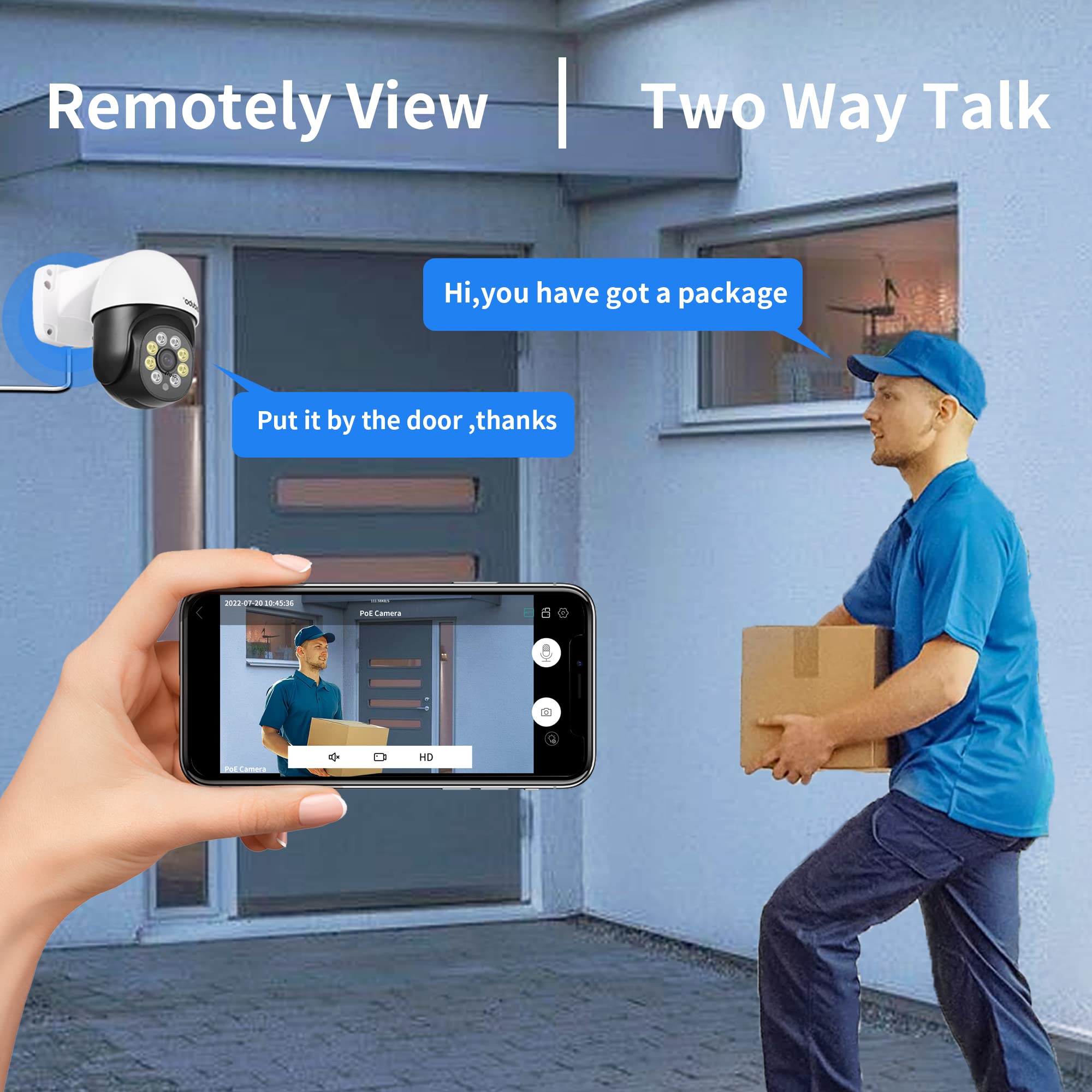 Reidubo 2K IP Outdoor Security PoE Cameras, HD 4MP IP Surveillance @25fps, Two Way Talk,98ft IR Color Night Vision,3.6mm Len,IP66 Waterproof, Motion Detection,Compatible for Hikvision