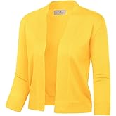 GRACE KARIN Women Cardigan Sweaters Lightweight Knit Cropped Cardigans Trendy 3/4 Sleeve Shrug Bolero S-3XL