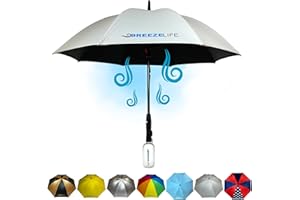 Breeze Life Rechargeable Mister Breeze, Sun Umbrella with Fan and Mister, Umbrella Mister with Built-in Fan, For Festivals, Beach and More, Blocks Harmful Sun Rays, Mist bottle included