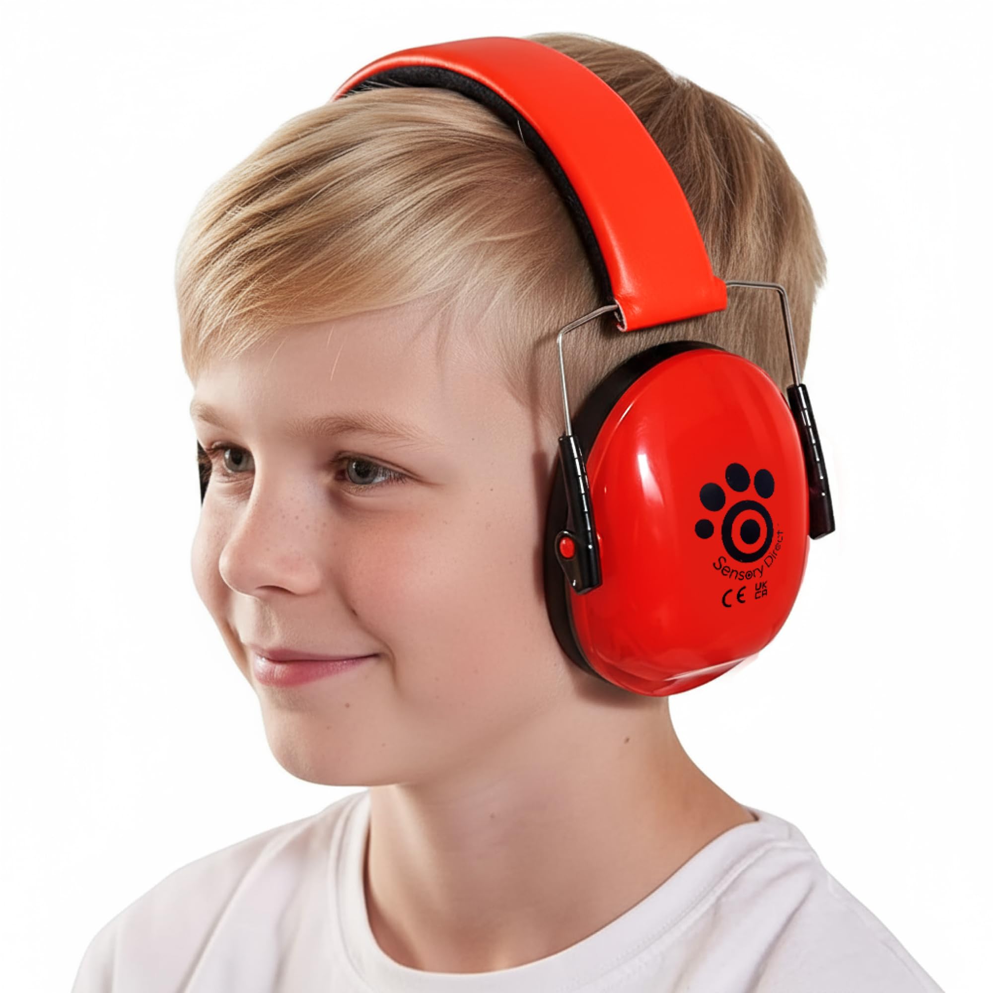 Sensory Direct Ear Defenders - Red | Noise Cancelling Headphone & Protection for Kids & Adults with Sensory Integration | For Autistic Individuals, ASD, Aspergers, Processing Disorders | Compact Size