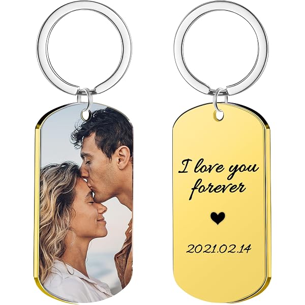 Personalized Photo Keychain – Custom Engraved Picture & Name Keyring Gift For Women & Men - View #2