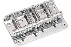 Metallor 4 string Bass Bridge Hard Tail Fixed Top Load Bridge Compatible with Jazz Bass Precision Bass Guitar Chrome.