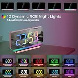 SZELAM 7.4 Inch Digital Alarm Clock Bedside Mirror RGB Night Light USB-C view 2