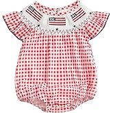 Rourufy Baby Girl Easter Outfit Infant Bunny Smocked Bubble Romper Newborn Doll Collar Shirt Top Summer Toddler Clothes
