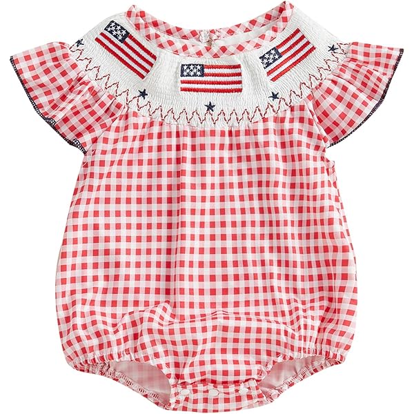 Baby Girl 4th Of July Outfit Infant Girl Fly Sleeve Chicken