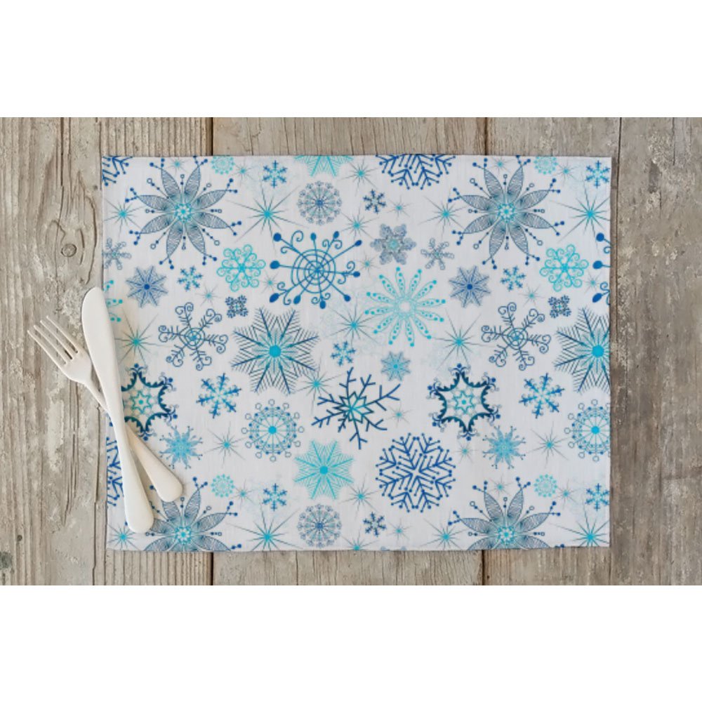 Buy ArtzFolio Christmas Snowflakes Table Mat Placemat Satin Fabric