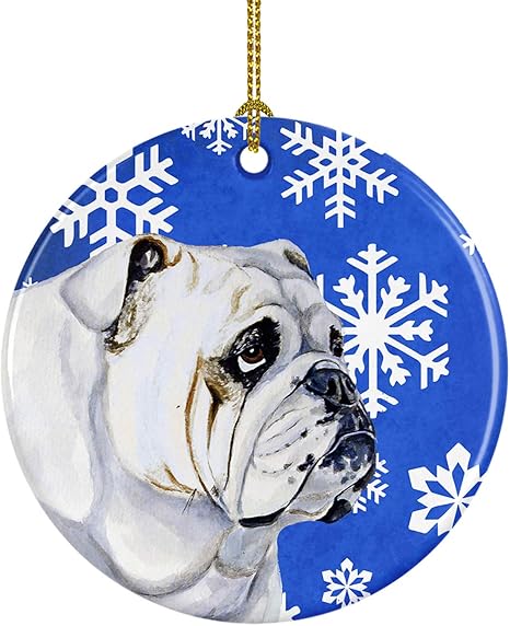 Amazon Co Jp Caroline S Treasures Lh9274 Co1ブルドッグ英語冬スノーフレークholidayセラミックオーナメント マルチカラー ホーム キッチン
