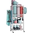 FUTASSI Home Gym Storage, 3 Tiers Workout Equipment Organizer with Wheels for Yoga Mats, Foam Roller, Dumbbells, Kettlebells, and Resistance Bands