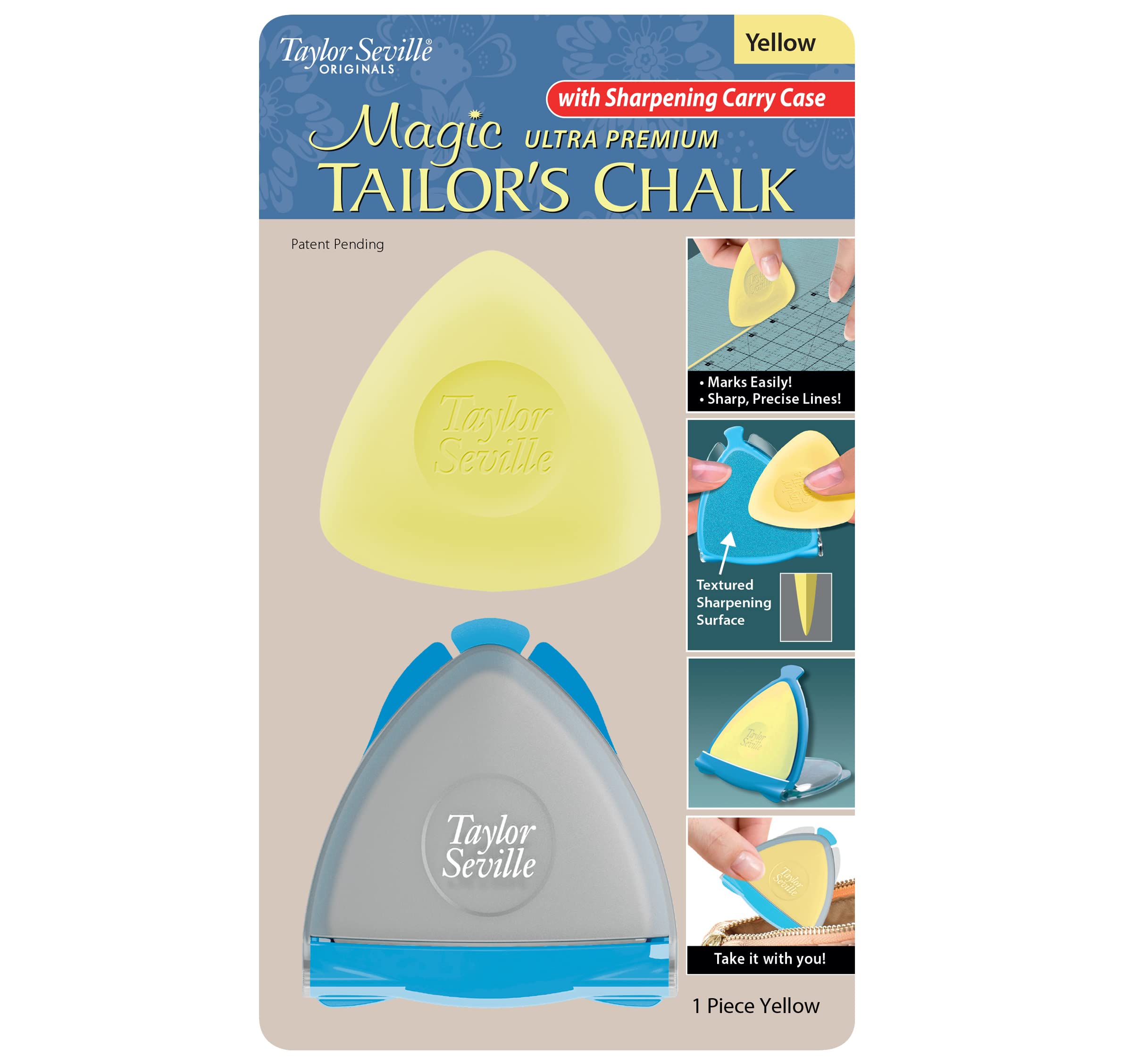 Taylor Seville Originals - Dressmaker's Triangular Shaped (Yellow) Fabric Marking Chalk - 1 Piece