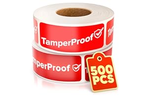 RELUEN 500-Pack Tamper Proof Stickers 1x3 – Strong Adhesive for Tamper Detection and Package Protection | Durable, Easy-to-Apply Labels for Sealing Boxes, Containers, Envelopes, Documents and Other Surfaces