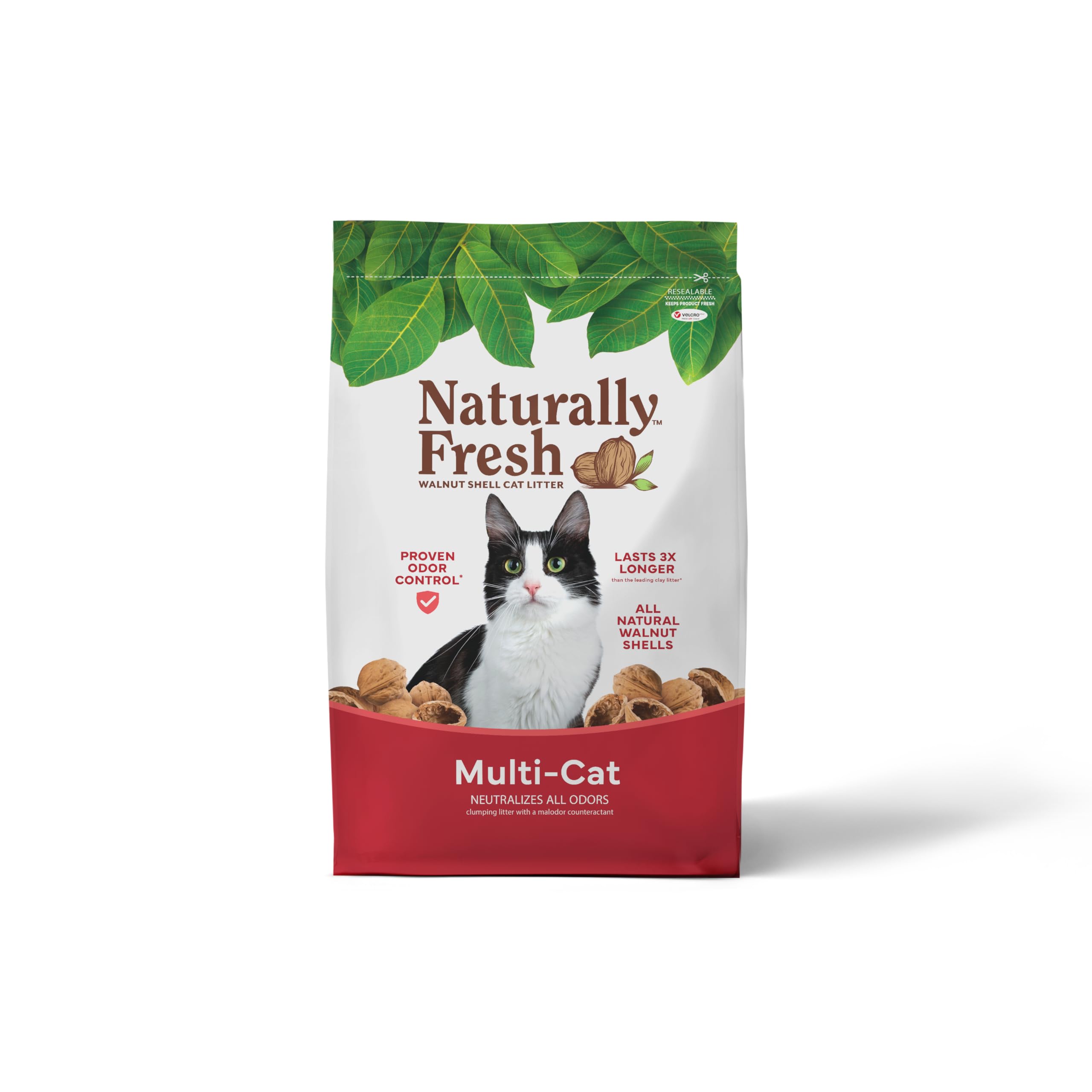naturally fresh cat litter made from walnut shells, unscented, multi-cat, upcycled, low dust, sustai