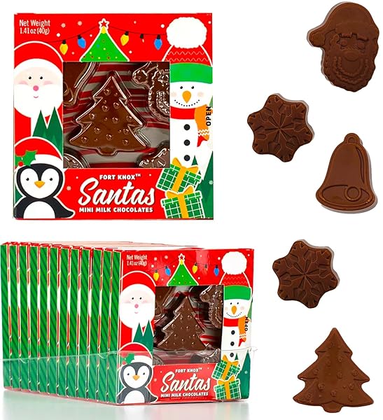 FRUIDLES CHRISTMAS SANTAS MINI MILK CHOCOLATES SNACK, HOLIDAY TREATS, KOSHER CERTIFIED DAIRY, 1.41 OZ (12-PACK)