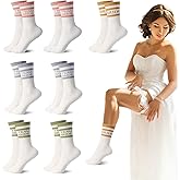 DOSTATNI 7 Pairs Bride Socks Cotton Bridesmaid Sock Wedding Socks Women Colored Team Bride Sock Bride To Be Gift Bridesmaid Gift Wedding Favors for Bachelorette Party Bridal Shower