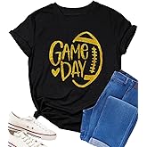 Football Shirts for Women Game Day Shirt Football Season Tshirt Sunday Graphic Tee Gifts Party Short Sleeve Tops