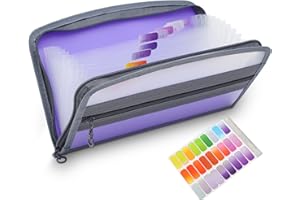 NAFY Small Accordion File Organizer, A5 Check Size 13 Pockets Coupon Receipt Holder Organizer with Zipper, 11X7 Inches Accord