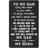 TANWIH Gifts for Dad from Son, Presents for Dad Birthday Gifts from Son, Dads Christmas Card, Engraved Wallet Card, Veteran's Day Gift for Men