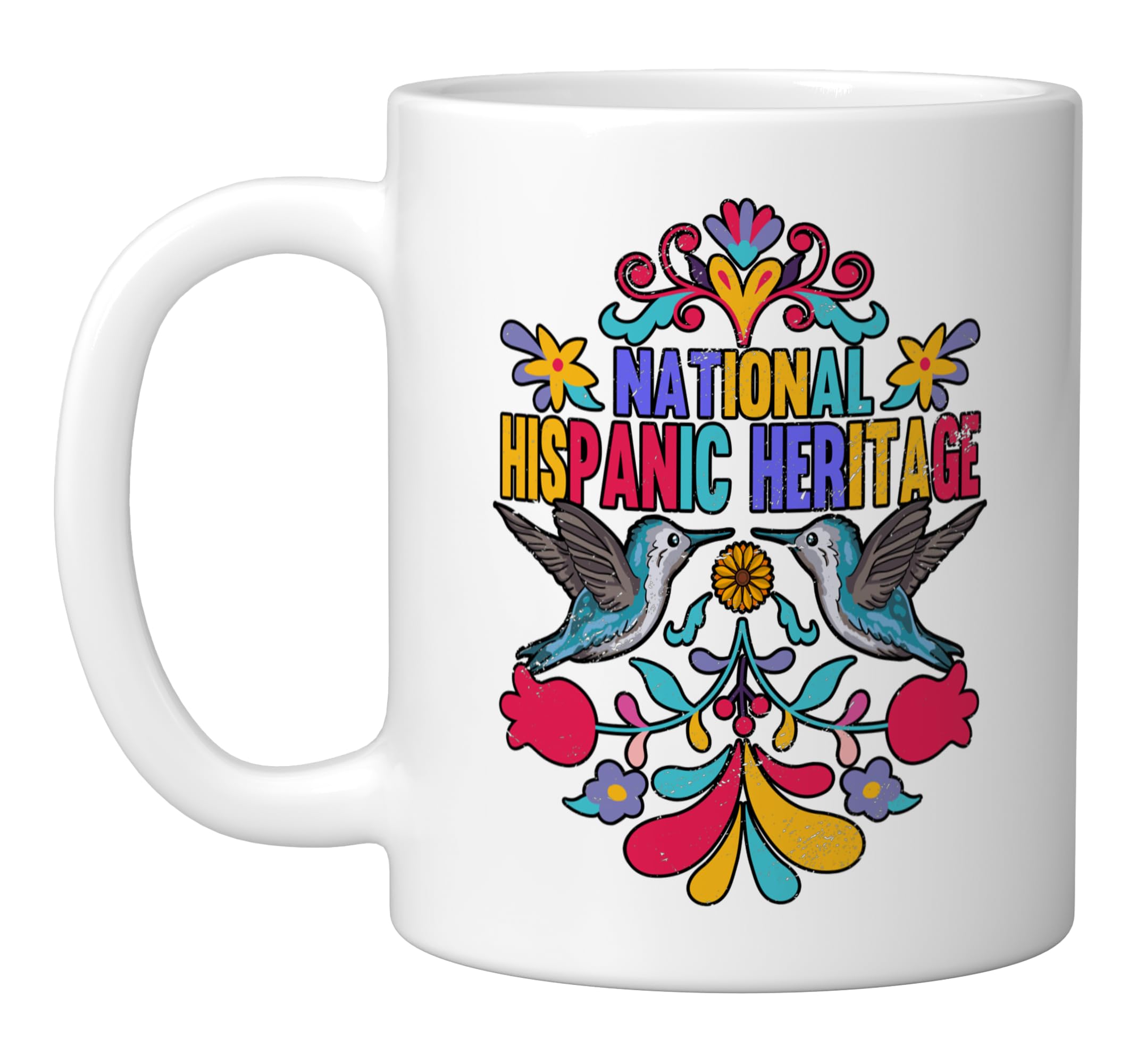 Photo 1 of Hispanic Heritage Month National Latino Pretty Flower Flags Ceramic Mug, White