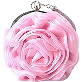Buddy Women Rose Shaped Clutch Soft Satin Wristlet Handbag Wedding Party Purse