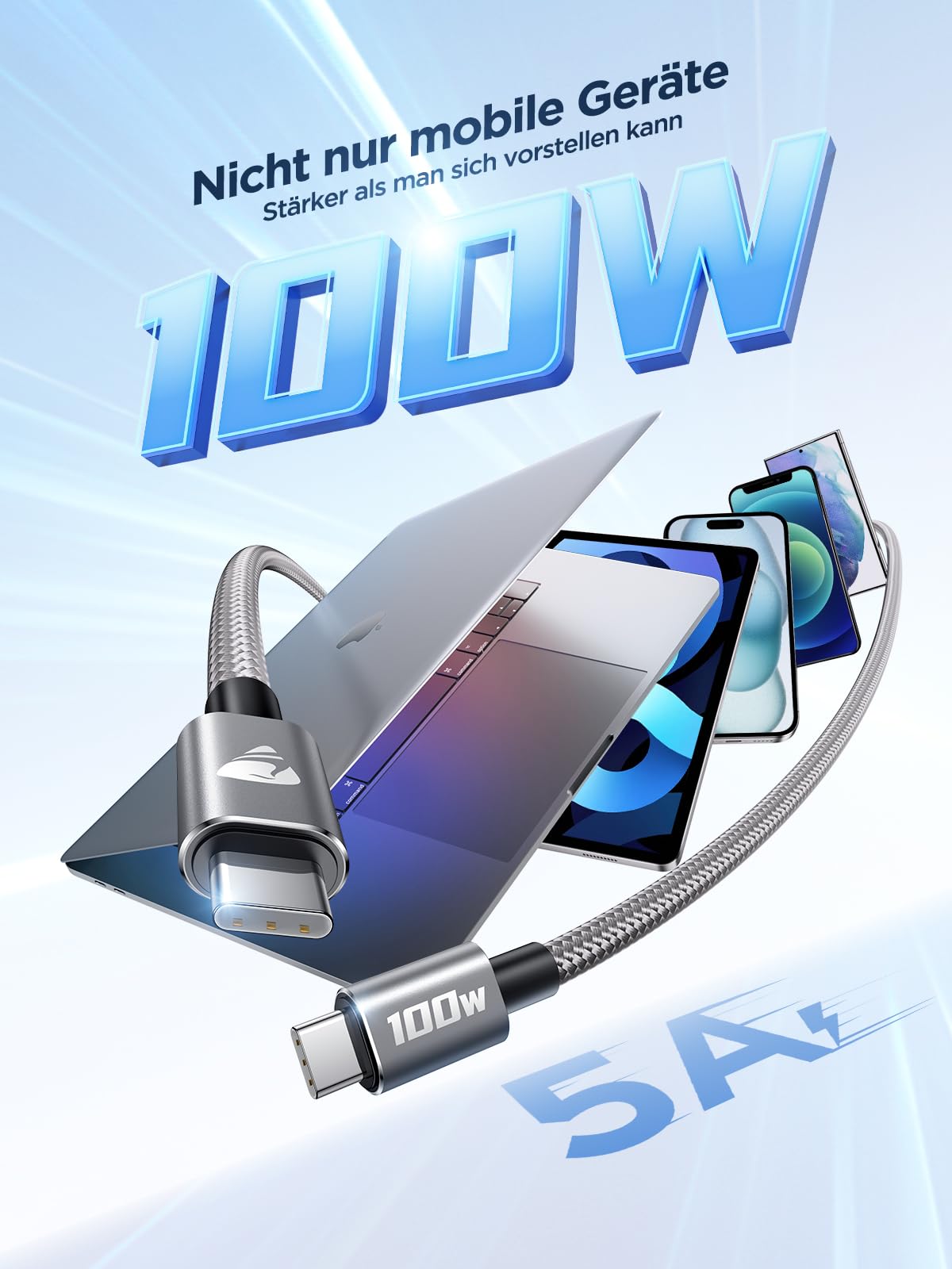 USB C auf USB C Kabel [ 2Stück 2M+2M ] 100W USB C Kabel PD Schnellladekabel Nylon USB Typ C Ladekabel für iPhone 17 Pro, iPhone 16 15, Samsung S24 S23 S22 S21, iPad Pro, MacBook Pro/Air, Pixel,Switch 2