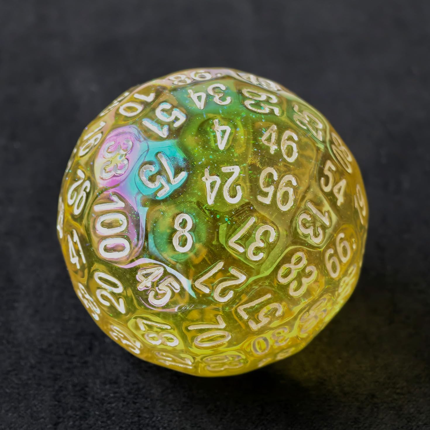 Bescon Dazzling Yellow 100 Sided Dice, Game Dice D100, Polyhedral Solid 100 Sides Dice 45MM in Diameter (1.8inch) — image 1