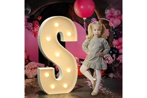 Tongjoy Marquee Letters 3 Feet Tall Large Light Up Letters S for Baby Sign Backdrop Big Marry Me Sign Birthday Party Decorations Pre-Cut Foam Board