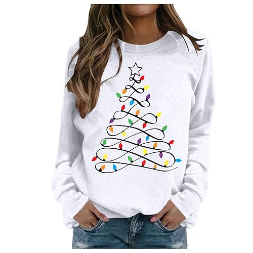 Christmas Jumper 2025, Funny Xmas Jumpers for Women UK Ugly Christmas Long Sleeve Tshirts Xmas Tops Plus Size Sweaters Winter Sweatshirt
