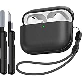 TNSNK for AirPods Pro 3 Case, TNSNK Leather-Like Texture Hard Shell | Drop Protective for Airpods Pro 3rd Generation 2025 Case with Lanyard &amp; Cleaner Kit, Scratch-resistant, Black