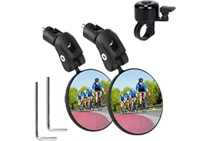 Bike Mirror for Bar End, 2 Pack Bicycle Cycling Rear View Handlebar Mirrors, 360 Degree Rotation Convex Rearview Mirrors with