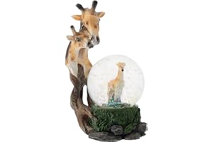 Elanze Designs Giraffe Family on Plains Magical Whimsical Tabletop Dresser Nightstand Figurine Miniature 45MM Sturdy Polyresin Glitter Water Snow Globe Decoration
