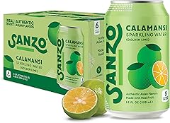 Sanzo Flavored Sparkling Water - Golden Lime Seltzer (Calamansi) - Low Calorie Low Sugar - Craft Asian Drinks - Vegan Gluten 