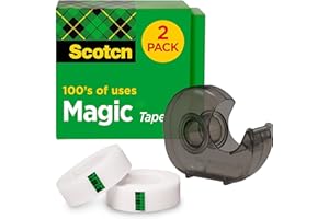 THE MEGA DEALS 2 Rolls Invisible Tape with Refillable Tape Dispenser, Writable Tape Refills for Dispenser, 3/4 x 1296 Inches, Matte Gift Wrapping Tape for Home, Office, School