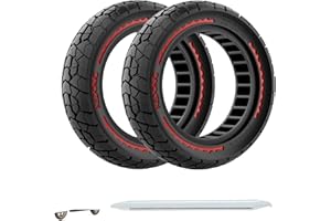 Cooryda 10X2.5 Off Road Tire for Ninebot F20/F40/G30/mi4 ULTRA/mi4,10 inch Solid Tyres 60/70-6.5 with Mounting Tool for Electric Scooter, 10X2.5'' Scooter Replacement Wheels For Front(Red 2pcs)