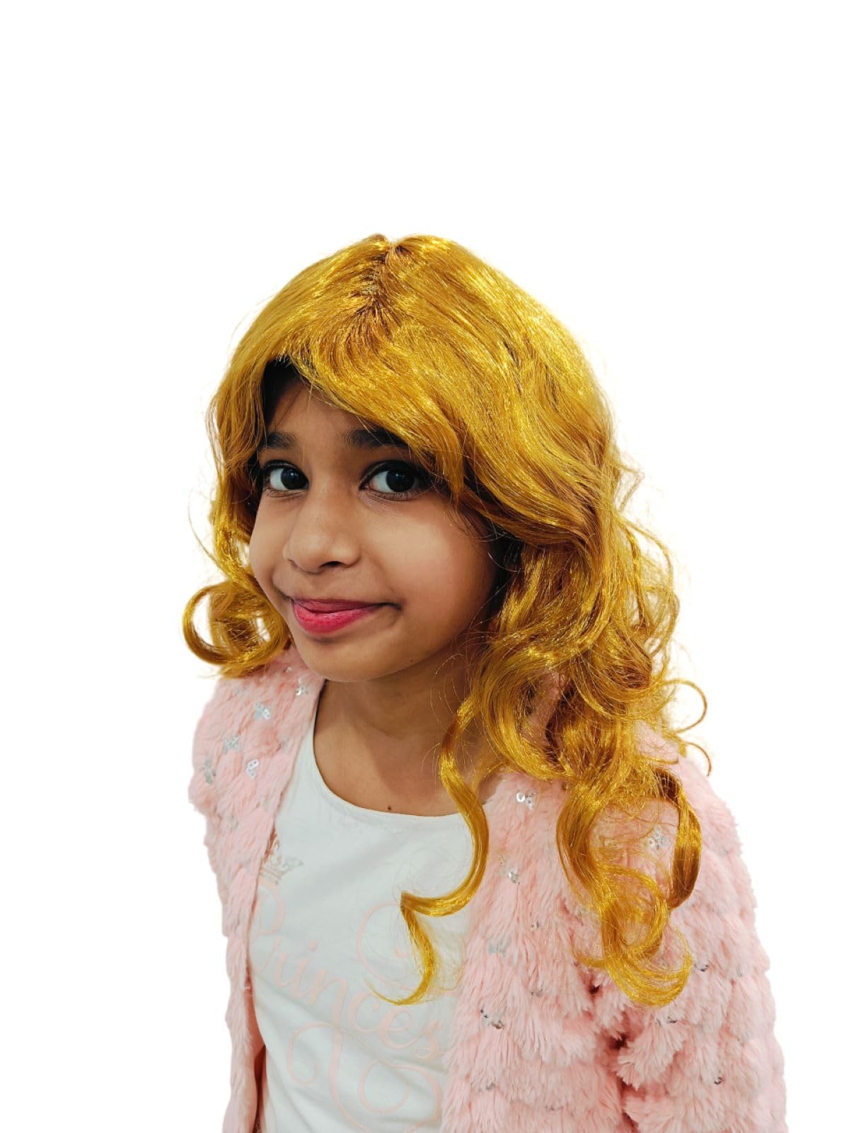 BookMyCostume Buy Golden Blonde Color Foreigner Long Hair Wig for Girls and Women Fancy Dress Costume Accessory 3