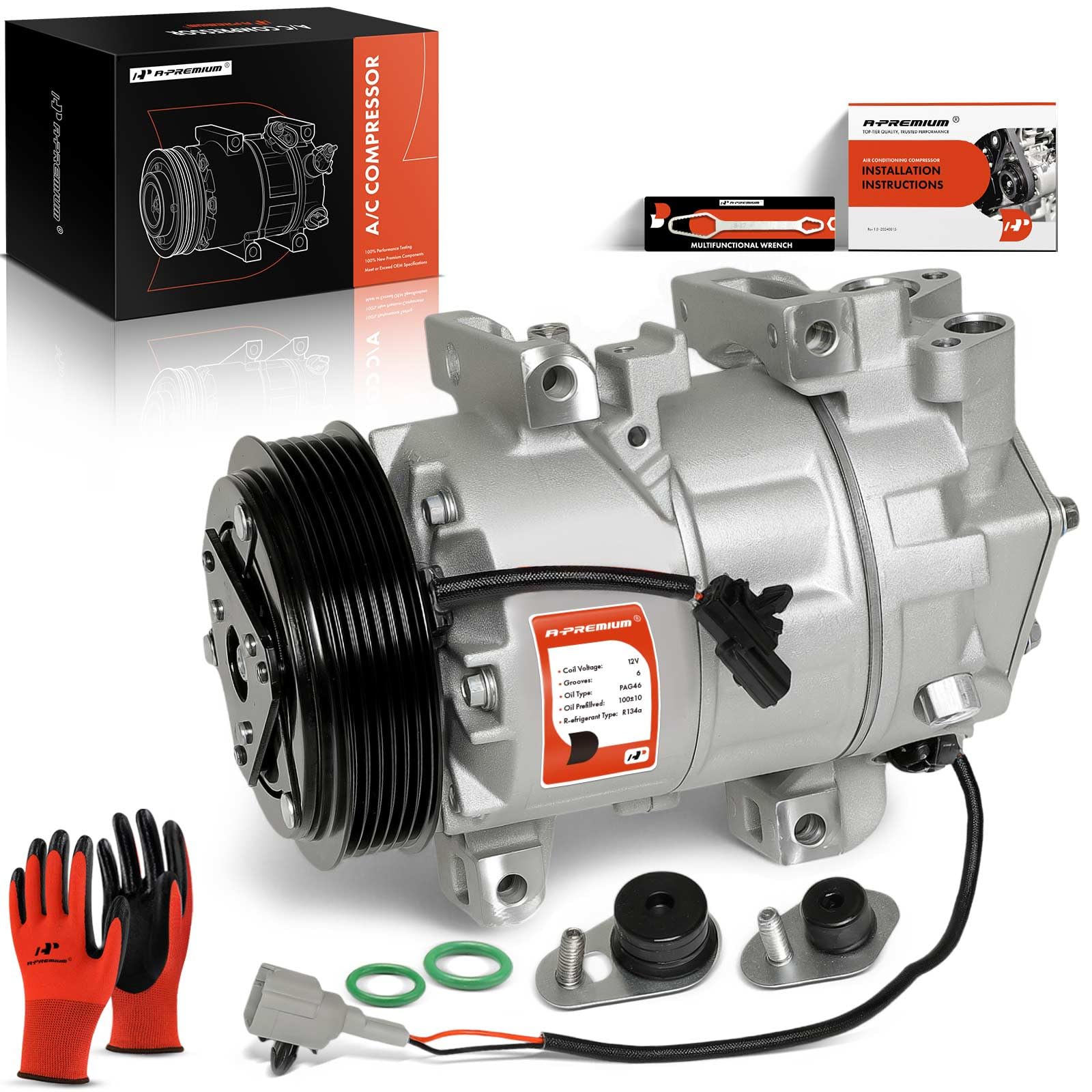 Photo 1 of ***SEE CLERK COMMENTS*** A-Premium Air Conditioner AC Compressor with Clutch Compatible with Nissan Altima 2.5L 2007 2013-2018, Rogue 2.5L 2014-2020, VCS-14EC Style (Not DKS17D), w/Two Plugs