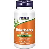 NOW Supplements, Elderberry (Sambucus nigra) 500 mg, 60 Veg Caps