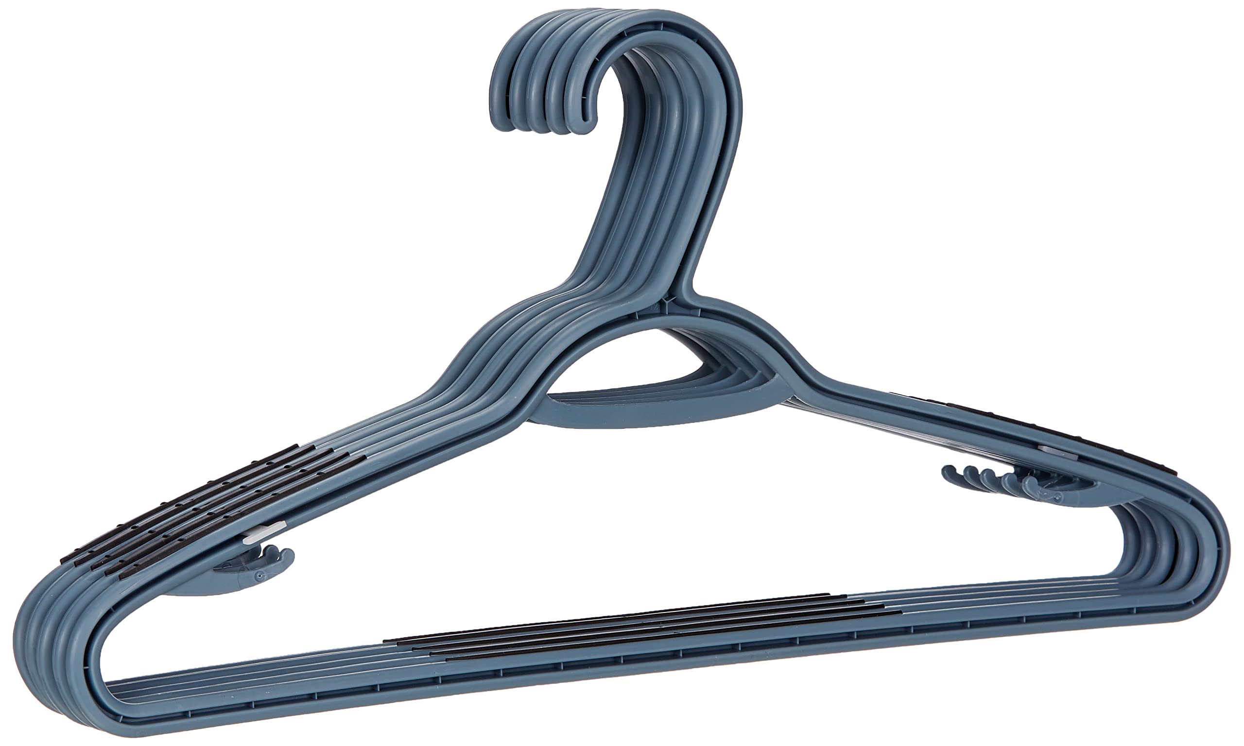 Domopak Living 8001410073693 Set of 5 Clothes Hangers, Plastic, Grey, 0.8 x 42 x 21.5 cm