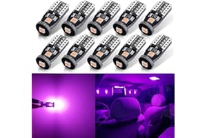 AUTOGINE 10pcs Error Free 194 168 175 2825 W5W T10 LED Bulbs Purple Super Bright 3030 Chipset for Interior Dome Map Door Courtesy Trunk License Plate Lights