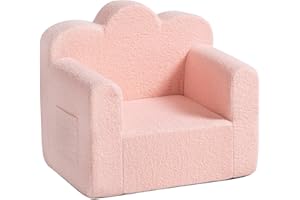 Tiita Kids Couch Sherpa Toddler Chair, Cloud-Like Comfy Kids Sofa Toddler Reading Chair with Washable Cover Carrying Handle, Convertible Children Sofa Chair for Girls and Boys