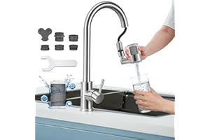 CECEFIN Swivel Water-Filter for Sink-Faucet - Faucet Mount Water Filtration System, Carbon Purifier Reduces 99% Chlorine, Last 528 Gallons Tap Water, Fits Most Pull Out Kitchen/Bathroom/RV Faucets