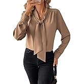 Astylish Womens Dressy Casual Blouses Bow Tie Neck Long Sleeve Elegant Business Work Shirt Tops