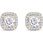 SAVEARTH DIAMONDS Moissanite Stud Earrings, 1ct DF Color Ideal Cut Lab Created Diamond 18K Gold Over Sterling Silver Earrings for Women