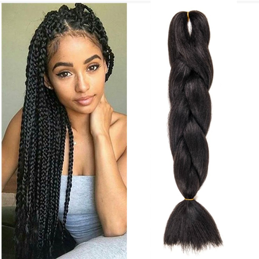 Buy Braiding Hair Ombre Black Braiding Hair 24 Inch 5PCS/Lot Kanekalon High Temperature Jumbo