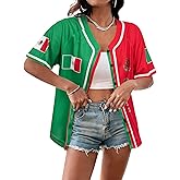 Mexico Jersey for Women Mexican Button Down Tops Mexico Graphic Tee Shirts Mexican Flag Sports Jerseys
