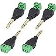 AAOTOKK (1/4" TRS Audio Screw Terminal Block Adapter, 6.35mm Male to 3 Pin/Way Female Bolt Screw Terminals Jack,6.35 mm DIY Audio Solderless Connector for Electric Bass,Amplifier/Amp,etc(5 Pack)