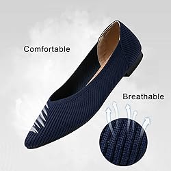 TINGRISE Women's Flats Shoes Pointed Toe Knit