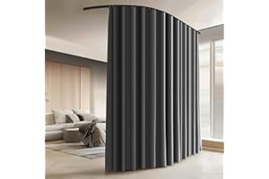 MAKEFEILE Room Divider Curtains with Ceiling Curtain Track Set Window Curtain for Bedroom,Living Room Total Blackout Thermal Insulated Privacy Ceiling Track Curtain W 6×H 7 FT Platinum Grey Drape&Black Track