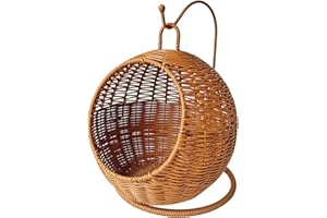 HEYZAKKA Hammock Bed,Imitation Rattan Cats Basket Hanging Hammock Bed for Small Space Comfortable Small Cats Nest for Indoor 