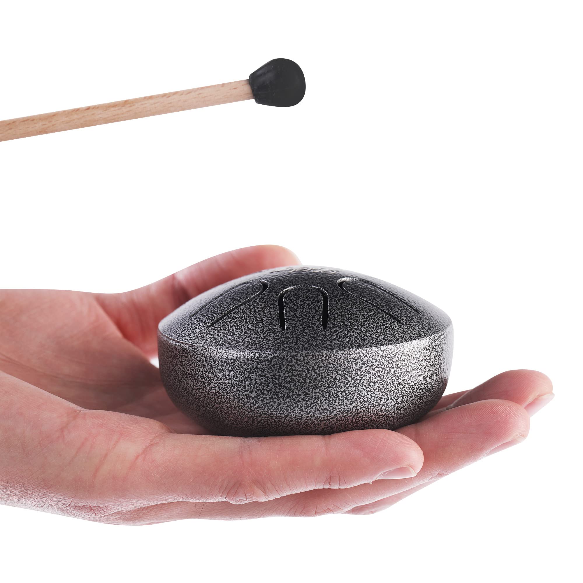 LeSage Mini Steel Drum 3inch 6 Note Buddha Stones Mini Steel Tongue Drum Sound Healing Kit Yoga Drum Musical Percussion Instruments Silver